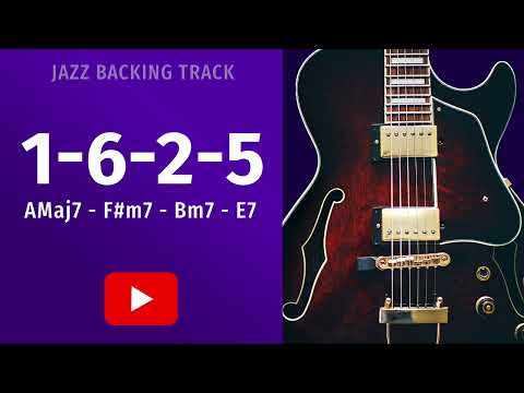 Jazz Guitar Backing Jam Track in A-Major | Smooth Latin Groove 1-6-2-5