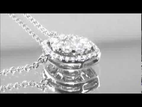 Beautiful Diamond Cluster Pendant and Chain in 18ct White Gold