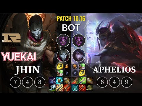 RNG yuekai Jhin vs Aphelios Bot - KR Patch 10.16