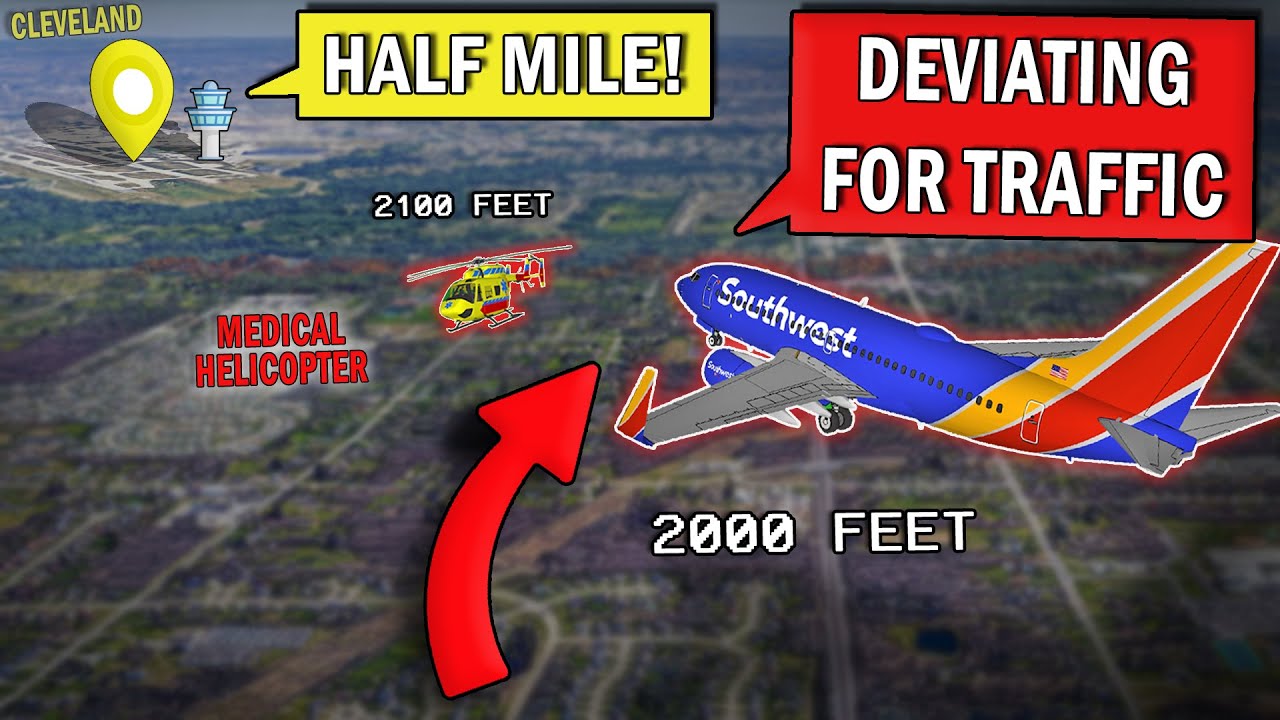 Near MID-AIR Collision | Helicopter and Southwest Plane at Cleveland