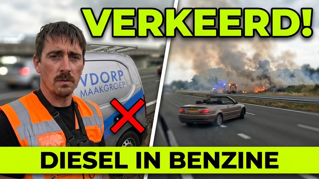 Busje verkeerd getankt en #BRAND cabrio!!