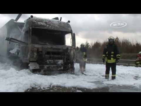 LKW Brand auf der B93 nahe Meerane (Sachsen) 12.11.2007