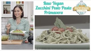 Raw Vegan Zucchini Pasta Pesto Primavera 