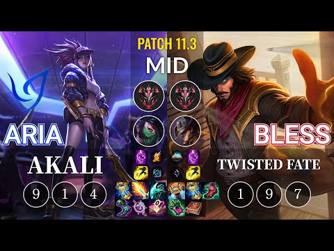 CGA Aria Akali vs Bless Twisted Fate Mid - KR Patch 11.3