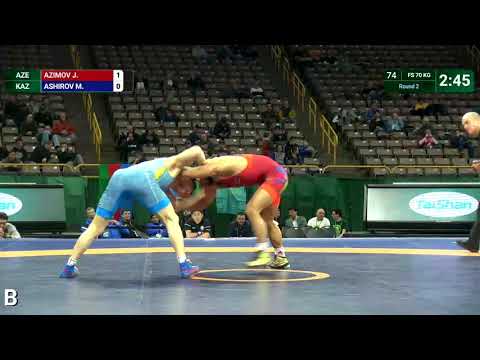 Round 2 FS - 70 kg: J. AZIMOV (AZE) v. M. ASHIROV (KAZ)