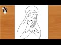 How to draw Mother Mary and Jesus easy step by step| simple art with rose| pencil sketch