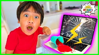 Ryan Spill his Drink on Daddy&#39;s Laptop PRANK!