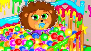 Aslan Yavrusu | Renkli boya topları | Çocuklar için çizgi film