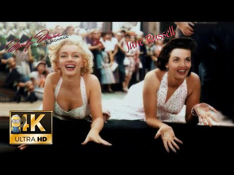 Marilyn Monroe & Jane Russell AI 4K Colorized & Enhanced - Cement & A Little Girl From Little Rock