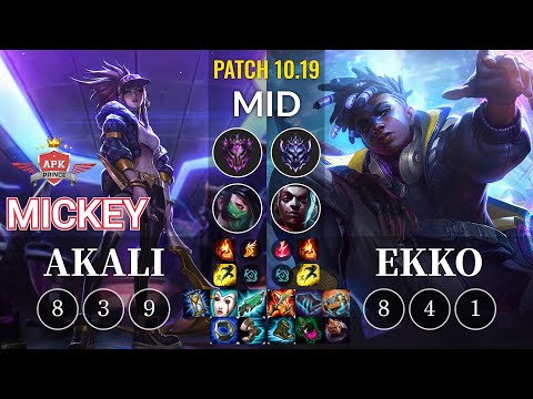 APK Mickey Akali vs Ekko Mid - KR Patch 10.19