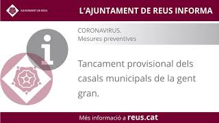 Ajuntament de Reus. Mesures preventives pel coronavirus