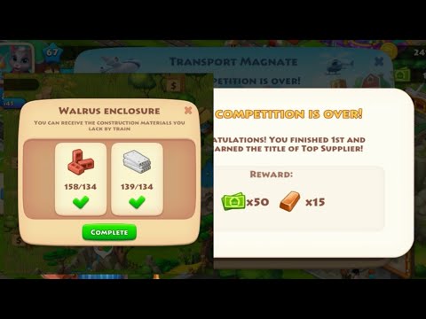Township Transport Magent Result | Township gameplay Level 67 | Township zoo Warlrus enclosure