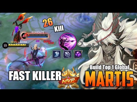 26 Kill Martis The Runner Killer !!!! Maniac Gameplay | Build Top 1 Global Martis ~ Mlbb