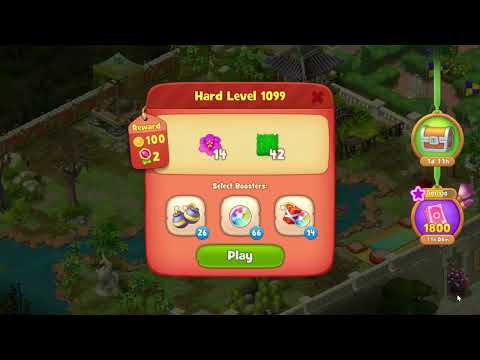 Gardenscapes 1099 Hard Level - 14 moves - NO BooSTERS