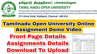 Tamilnadu Open University Online Assignment Full Demo Video👍