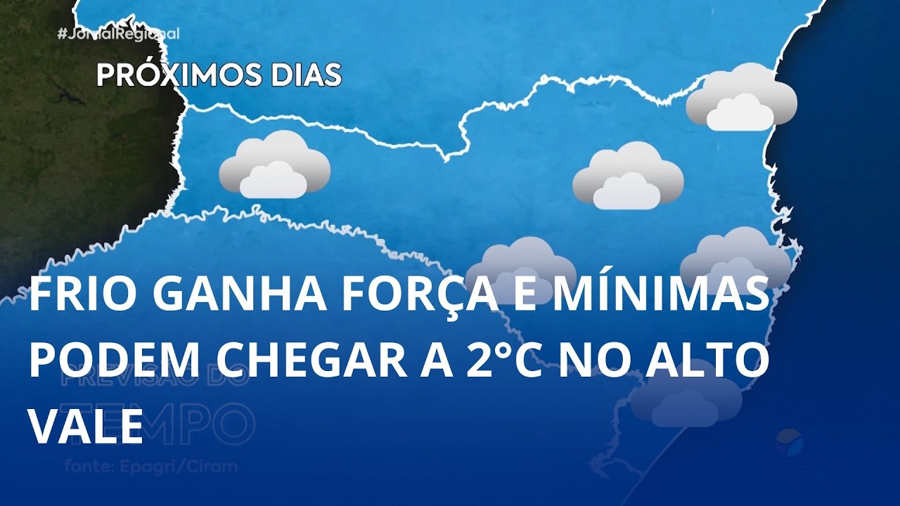 Frio ganha força e mínimas podem chegar a 2°C no Alto Vale