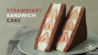 딸기🍓 초코 샌드위치 케이크 만들기 : Strawberry Chocolate Sandwich Cake Recipe : いちごチョコレートサンドイッチケーキ | Cooking tree