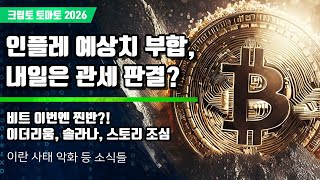 01/14) 인플레 예상치 부합, 내일은 관세 판결? 비트 이번엔 찐반?! 이더리움, 솔라나, 스토리 조심