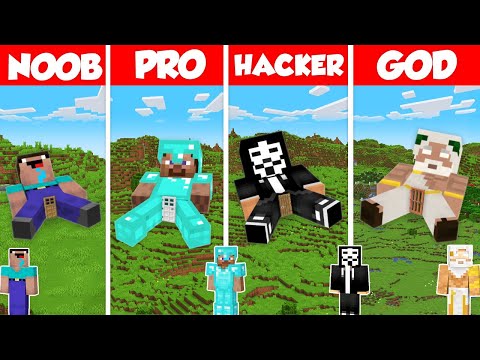 Inside Statue Base Build Battle Challenge - Noob vs Pro vs Hacker vs God - Minecraft Animation