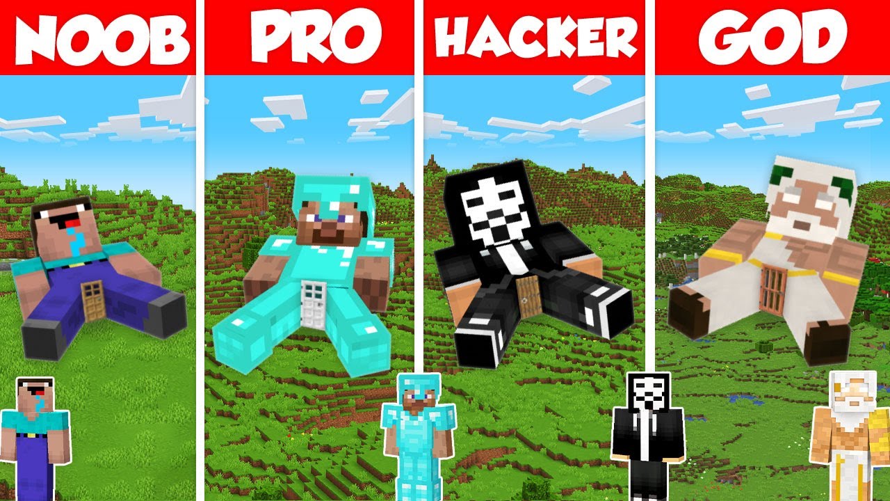 Inside Statue Base Build Battle Challenge - Noob vs Pro vs Hacker vs God - Minecraft Animation