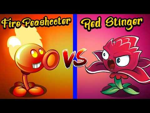 PVZ 2 Fire Peashooter (10) vs Red Stinger (10) Premium vs Free!