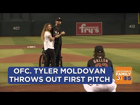 Tyler Moldovan throws out the first pitch at DBacks' home opener