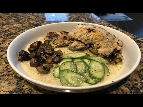 Tzatziki Lemon Herb Chicken Thighs Over Mushrooms And...