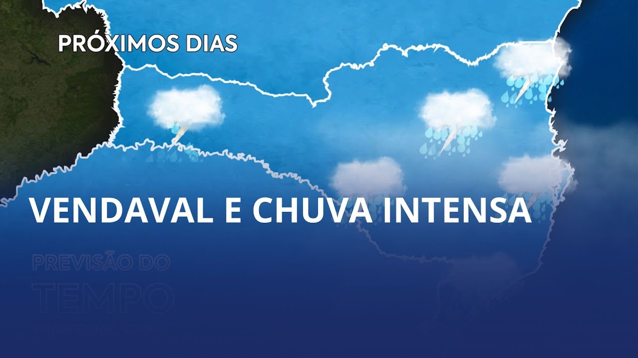 Tem alerta de temporais com vendaval e chuva intensa para os próximos dias