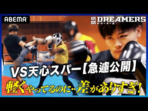 格が違いすぎる・・VS天心で格闘エリート全員撃沈・・！那須川天心の超絶打撃スパーを急遽公開｜「格闘ドリーマーズ」毎週土曜21時ABEMA配信中