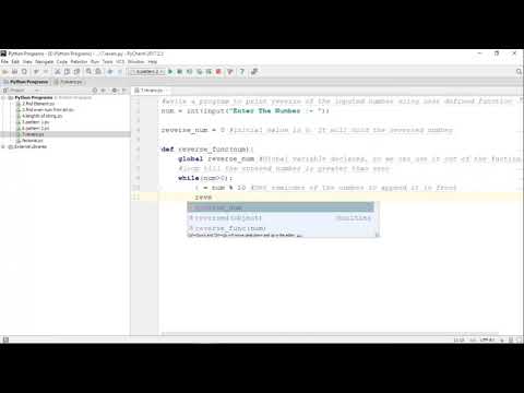 Python Program to print reverse of the number using defined function