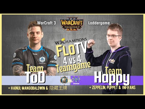 Warcraft 3 Reforged - 4v4 RT Team ToD vs Team Happy 🔴 W3Champions Ladder via FloTV