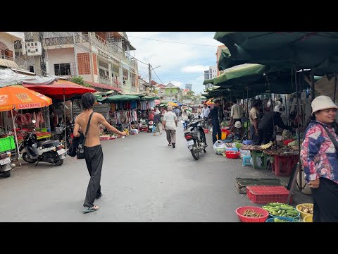 Exploring Samaki Market | Amazing Street Food Market & Local Life in Phnom Penh, Cambodia 2025