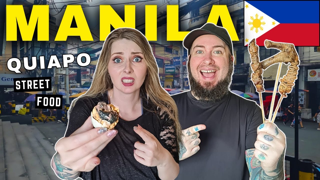 A duo embarks on culinary adventure at Quiapo Market.