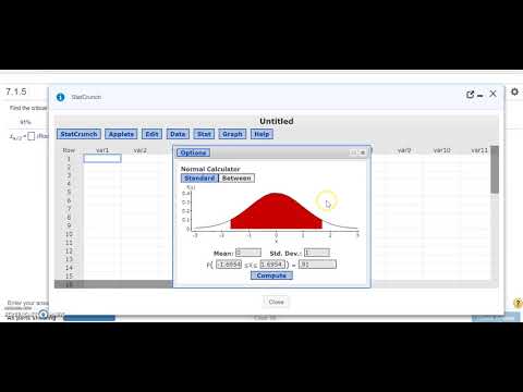 Find Critical Value Za/2 with Statcrunch