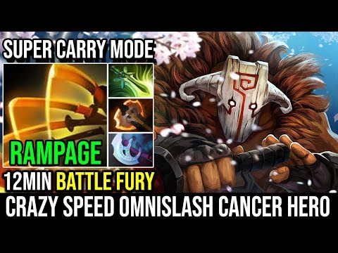 12MIn Battle Fury [Juggernaut] Crazy Speed Omnislash Cancer Hero 7.20c With RAMPAGE Dota 2 Full Game