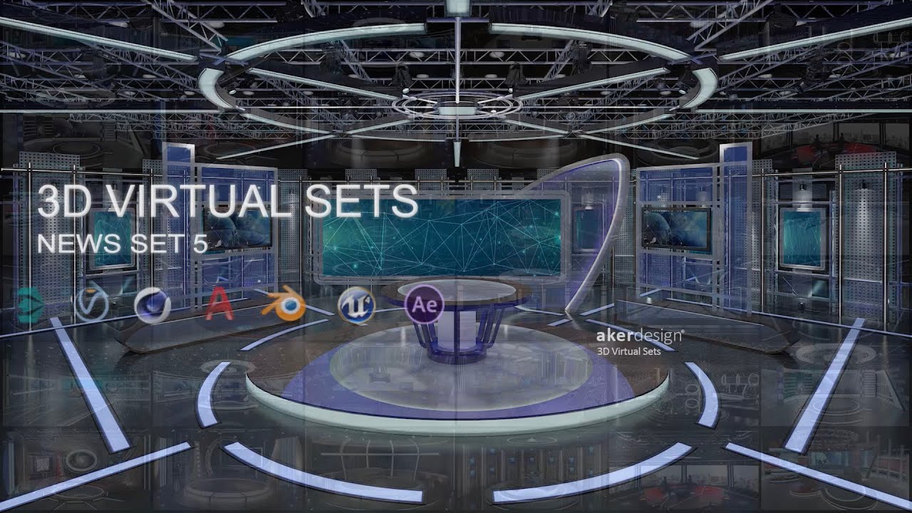 Virtual TV Studio News Set 5 3D Model