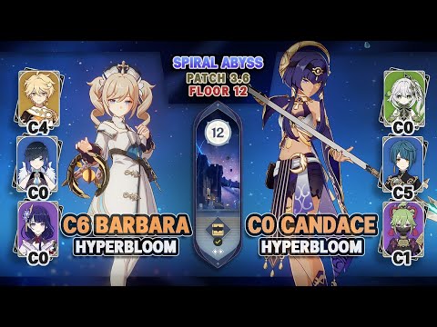 C6 Barbara Hyperbloom & C0 Candace Hyperbloom | Spiral Abyss 3.6 Floor 12 - Genshin Impact