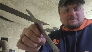 more on the ka bar knife iam making in cavemans  work shop