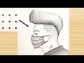 Easy masked boy drawing picture - Very easy pencil drawing drawing boy - masked man drawing - draw