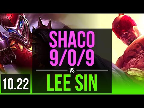 SHACO vs LEE SIN (JUNGLE) | 9/0/9, 70% winrate, Legendary | KR Master | v10.22