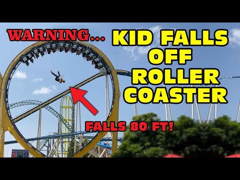 Kid Falls Off Roller Coaster Because He Stood Up! ( WARNING! )