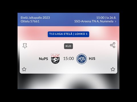 NuPS - HJS, 26.8.23 T13 Etelä Liiga / 1
