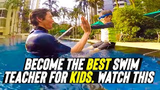 Kid learning how to swim independently