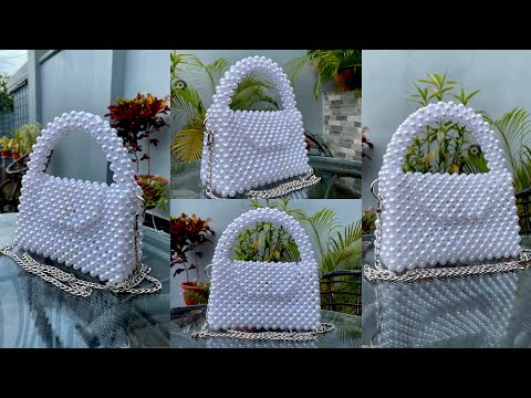 HOW TO MAKE SIMPLE BALENCIAGA HOURGLASS BEADED BAG || PEARL BEAD BAG TUTORIAL || Beginners friendly
