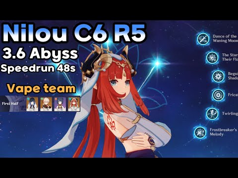 Nilou C6 R5 3.6 Spiral Abyss Speedrun 48s