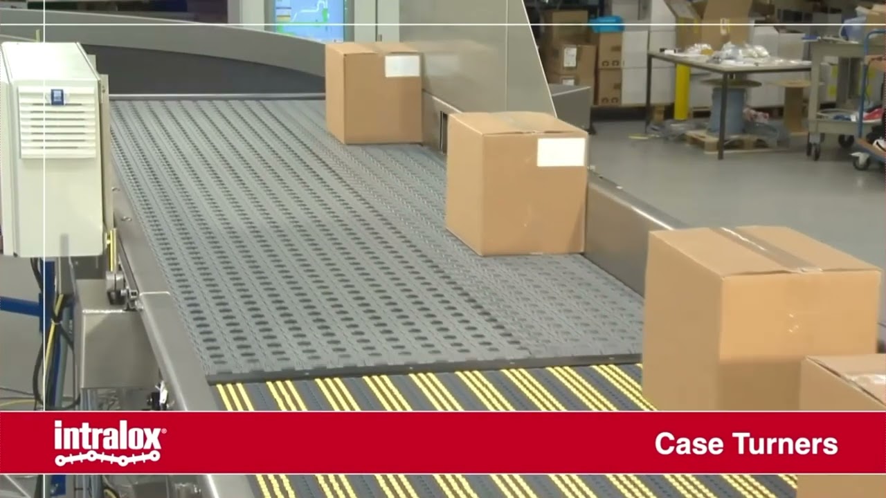 Innovative Handling Systems Active Roller Belt (ARB) Case Turner Conveyor (Intralox)