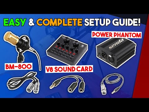 How to Setup BM-800 Condenser Mic w/ V8 Sound Card & Power Phantom! - Easy Tutorial