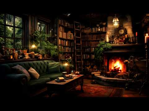 Cozy Cabin in the Forest 4K - Relaxing Crackling Fireplace Ambience in a Cozy Cabin