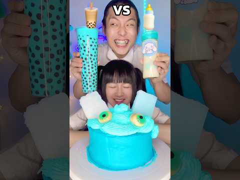 Left OR Right Birthday Cake Challenge 🥵bubble tea 🧋boba #asmr #mukbang #funny #newborn