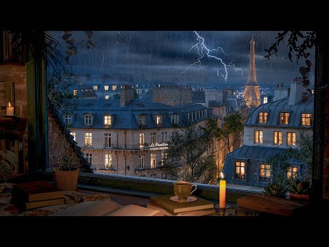 Paris Attic Study Room Ambience - Rain and Distant Thunder Sounds for Focus, Study and Relaxation